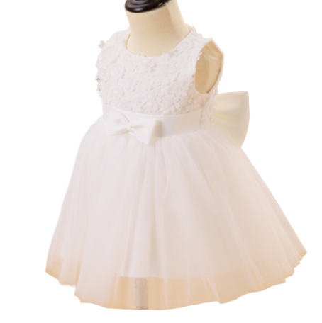 White dress on a mannequin against a neutral background