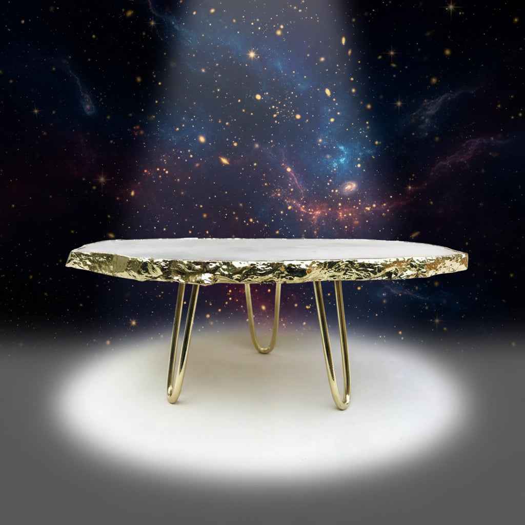 Grey Agate Cake Stand - Elegant Quartz Centrepiece Display Tray