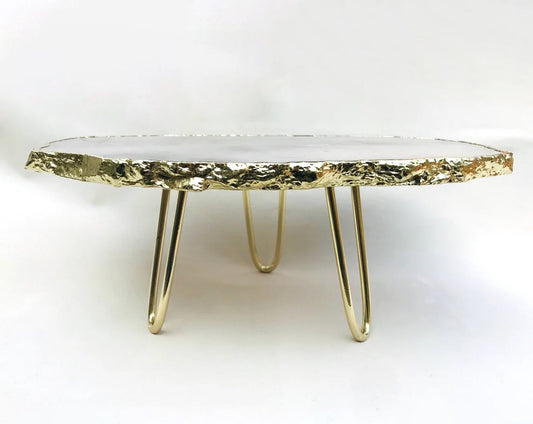 Grey Agate Cake Stand - Elegant Quartz Centrepiece Display Tray