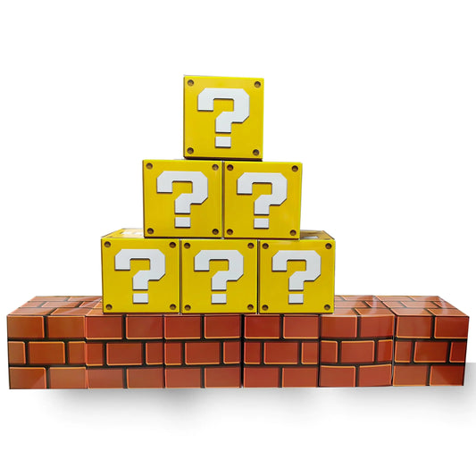Eylola 12PCS Big Party Boxes For Birthday Party 11.8 x 11.8 Inch Question Boxes Brick Boxes For Video Game Theme Party Decorations