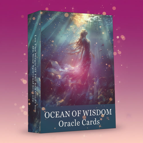 Box of 'Ocean of Wisdom' Oracle Cards with an underwater scene on a white background