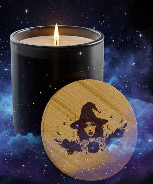Witchy Black Jar Soy Candle — 14oz Scented Engraved Candle