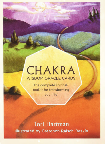 Chakra Wisdom Oracle Cards packaging with colorful design on a white background