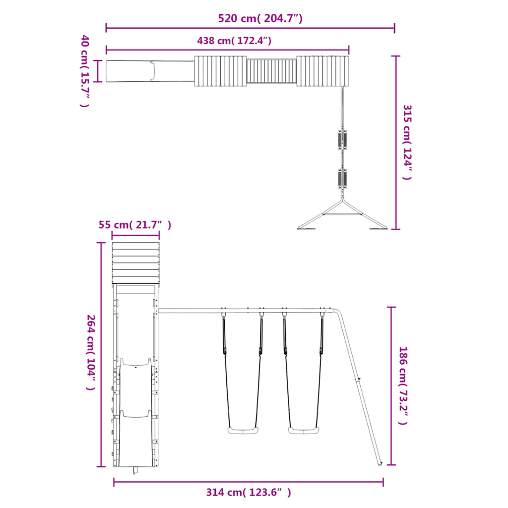 vidaXL Outdoor Playset Solid Wood Pine-2