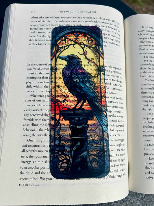 Dark Raven Bookmark – Gothic Bird in Flight Fantasy Art for Dark Fiction Readers, Myth Lovers - Lucky Girl Gifts