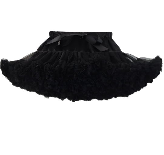 Black petticoat with ruffles on a white background