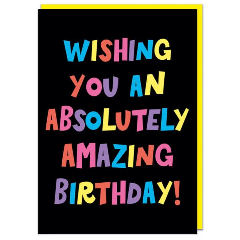 Colorful birthday card with text on a black background