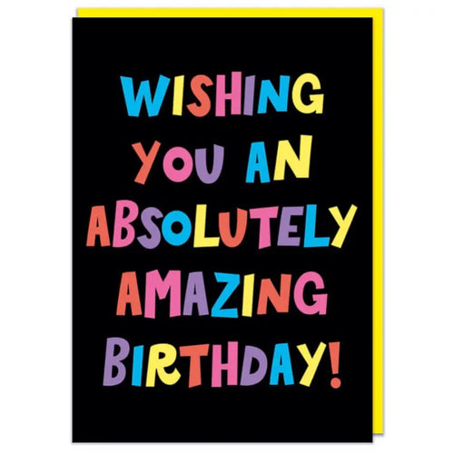 Colorful birthday card with text on a black background
