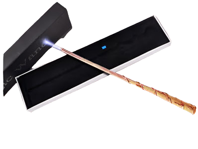 Decorative wand with a black box on a white background