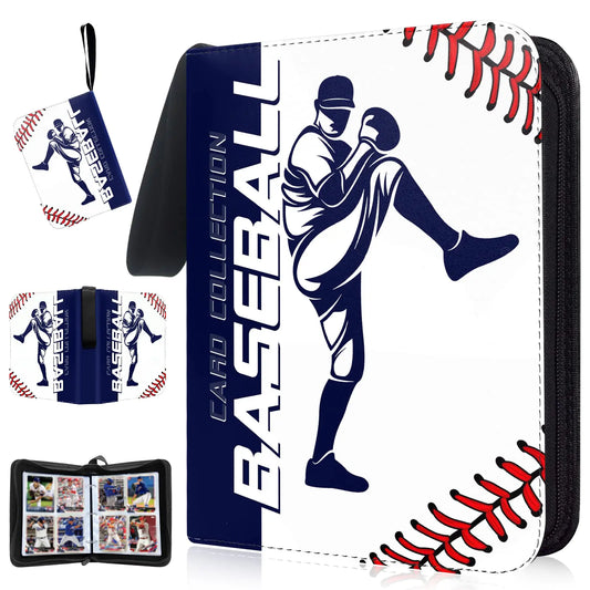 400 Cards Baseball Card Binder 4 Pocket with 400 Cards Trading Card Albums Sleeve ProtectorsCard Storage Case Fits for Collecting BaseballHockeyFootballBasketball Or Gaming Trading Cards