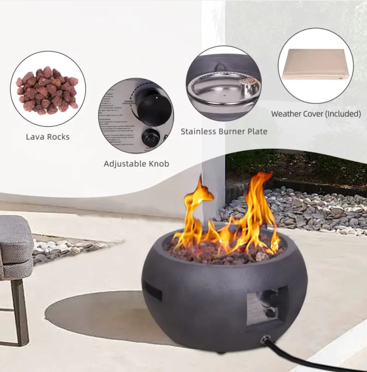 Concrete Texture Propane Fire Pit