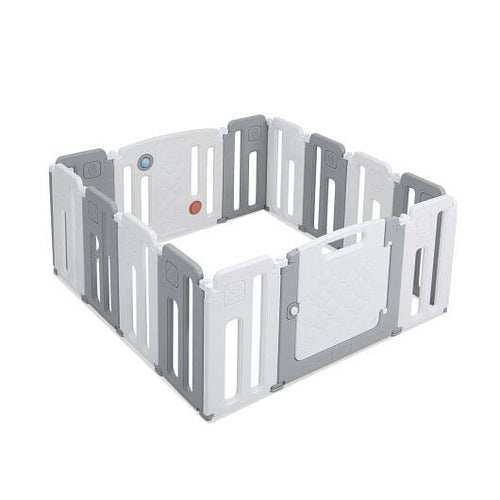 14 Panels Kids Safety Activity Play Center with Drawing Board-Pink-0