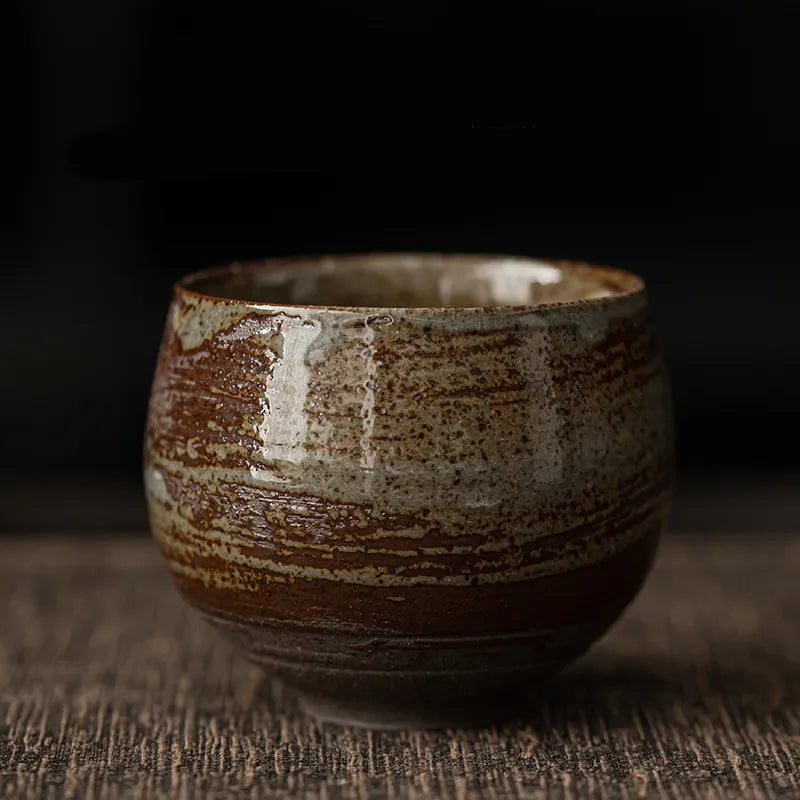 Japanese Handmade Coarse Pottery Tea Cup (or Whole Set) Masculine Gift