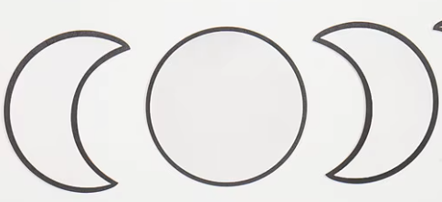 Three black crescent moon phases on a white background