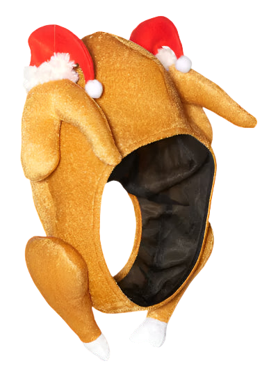 Plush reindeer hat with red antlers on a white background