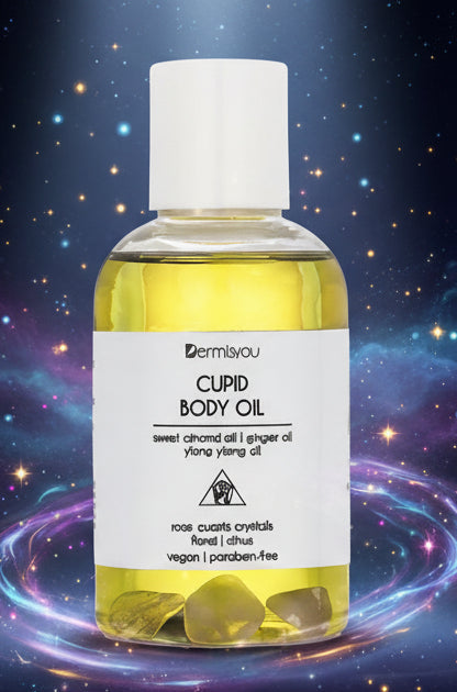 Cupid Body Oil with Rose Quartz Crystals for Love Intentions - Lucky Girl Gifts