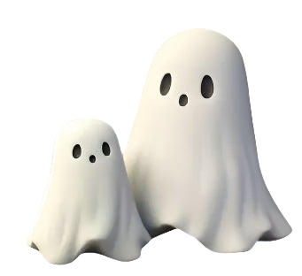Two ghost-shaped objects on a white background