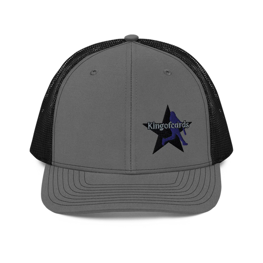 Gray and black cap with a star logo and 'Kingofcards' text on a white background