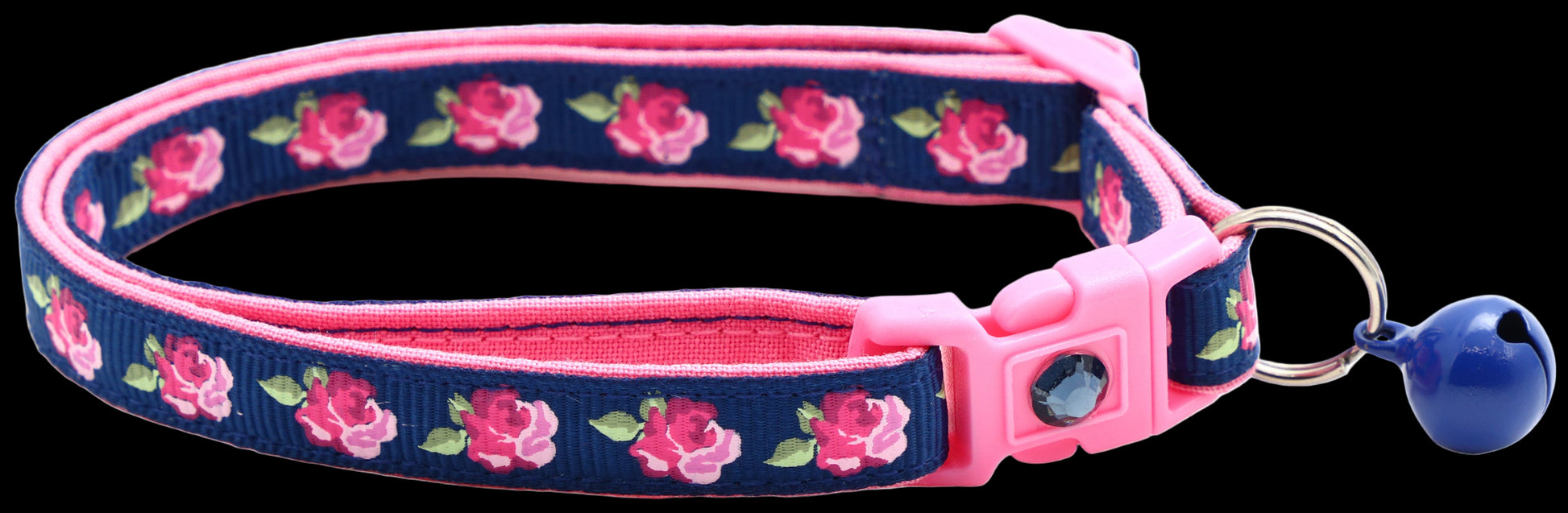 Cat collar with floral pattern on a blue background