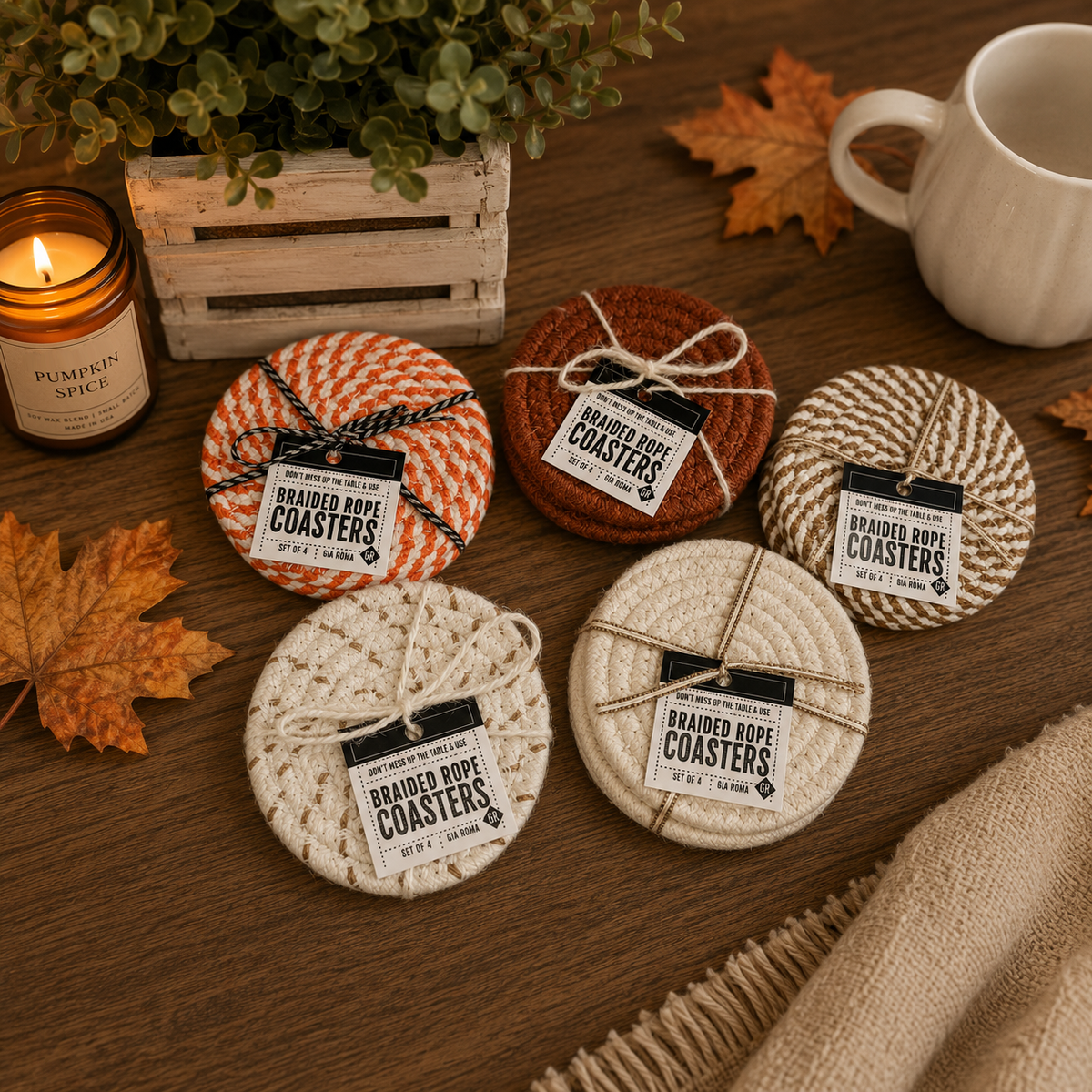 Fall Fabric Coasters - Lucky Girl Gifts
