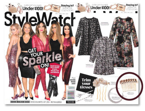 StyleWatch magazine cover with models and fashion items on a white background