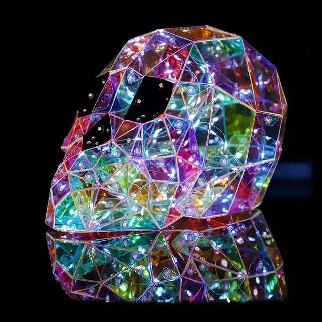 Multicolored geometric crystal on a black background