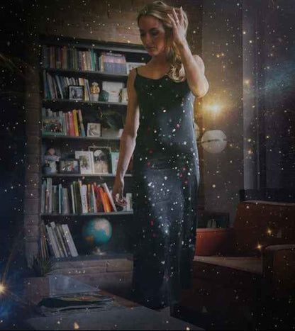 Andromeda Silk Dress in Galaxy - Elegant and Unique Fashion Statement