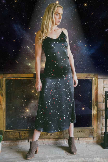 Andromeda Silk Dress in Galaxy - Elegant and Unique Fashion Statement