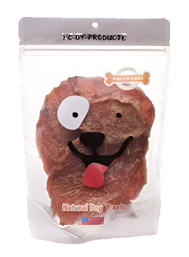 Package of natural dog treats with a visible brand logo on a white background