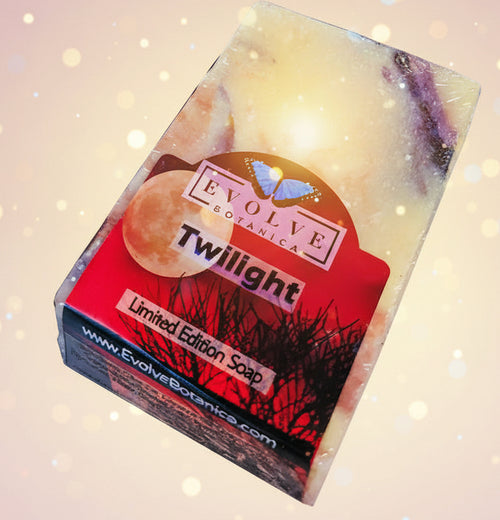 Bar of soap with a Twilight-themed packaging on a white background