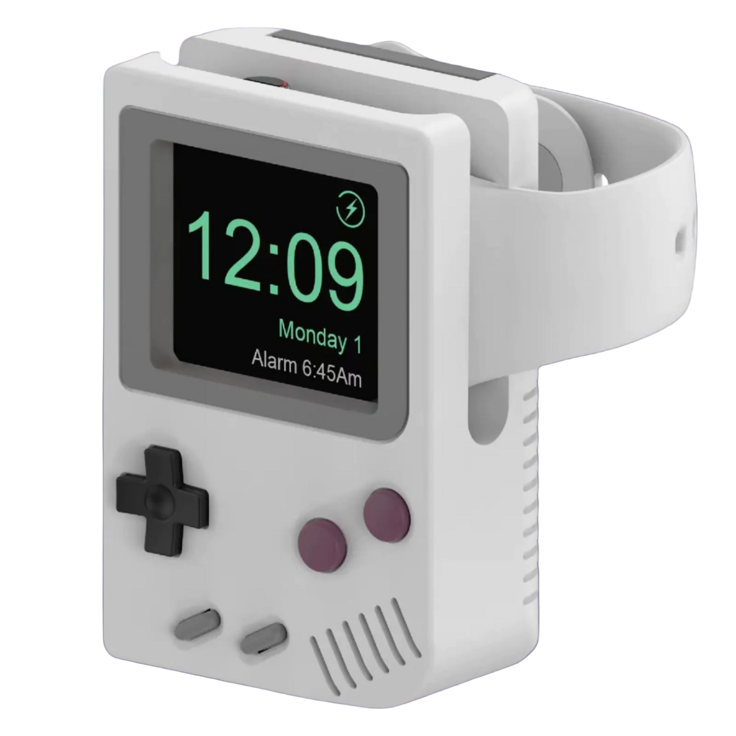 Digital watch with Game Boy design on a white background