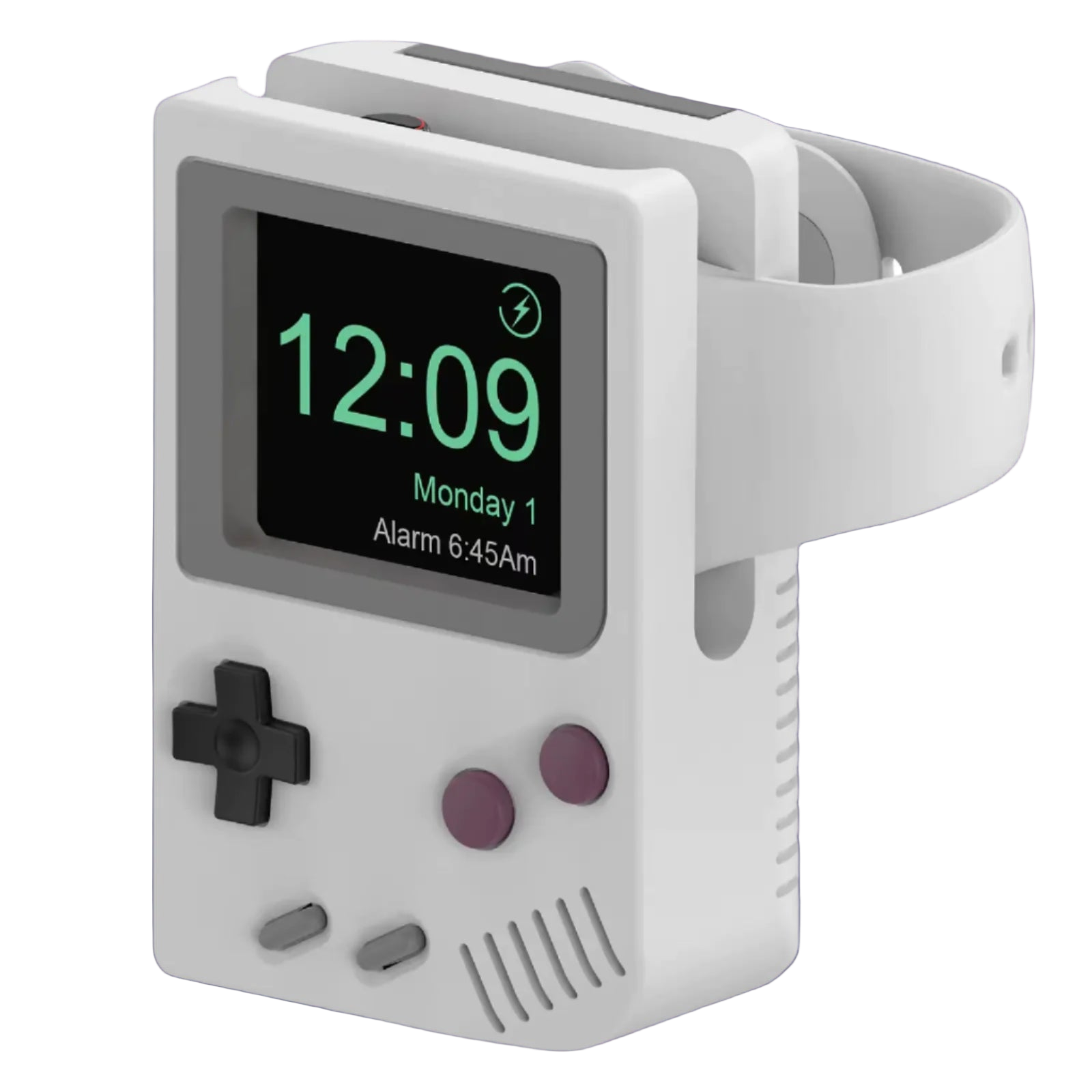 Digital watch with Game Boy design on a white background