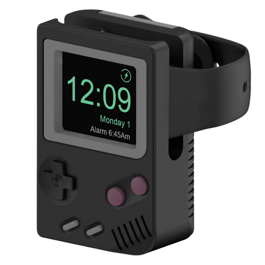 Black digital clock with wrist strap displaying time and date on a white background