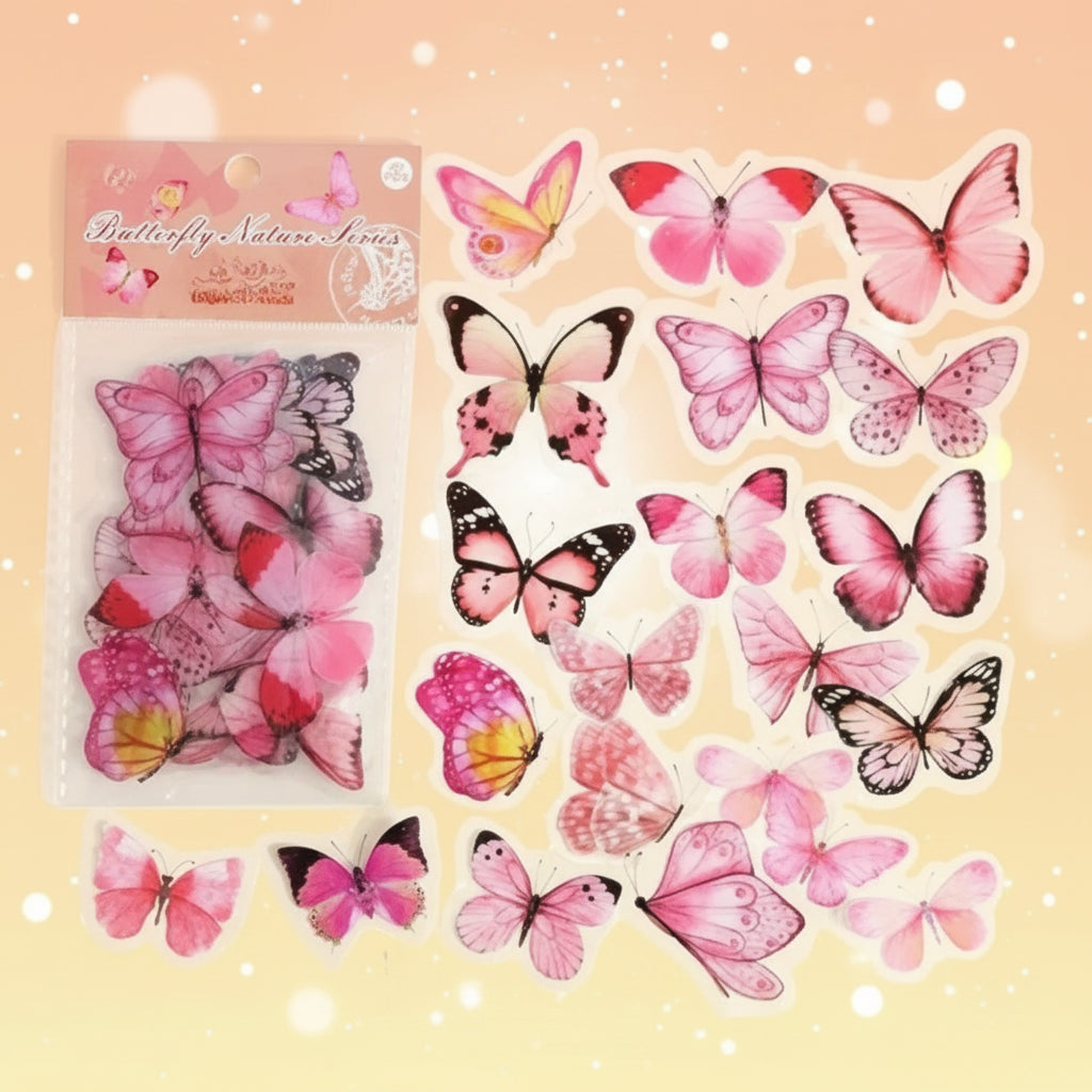 Butterfly-themed product with pink and black butterflies on a white background
