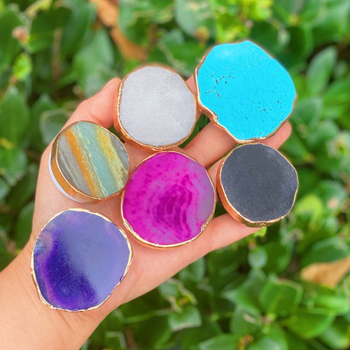 Golden Edge Natural Stone Phone Device Grip Stand