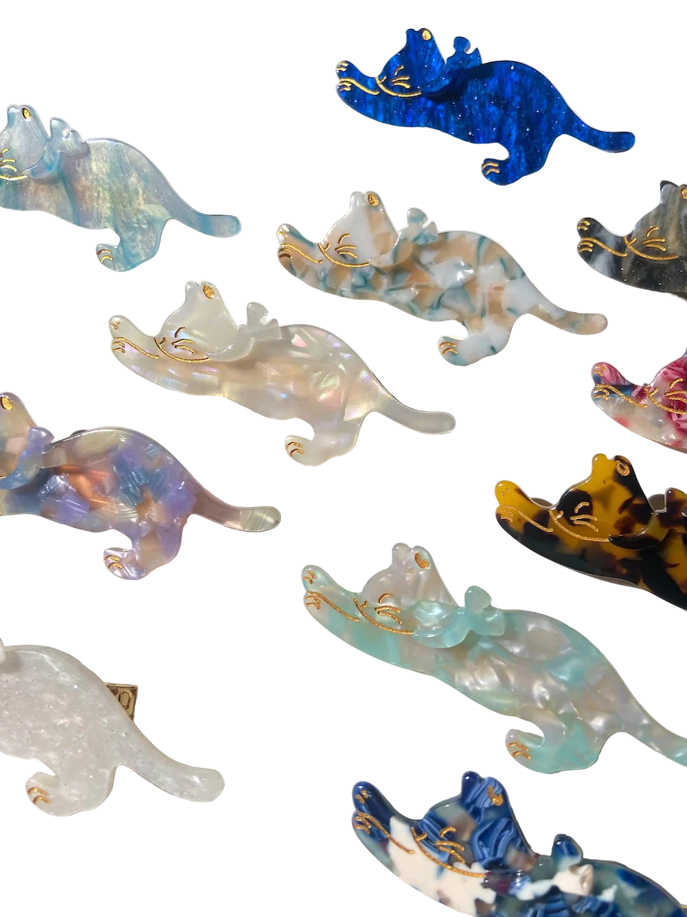 Colorful resin animal figurines on a light gray background