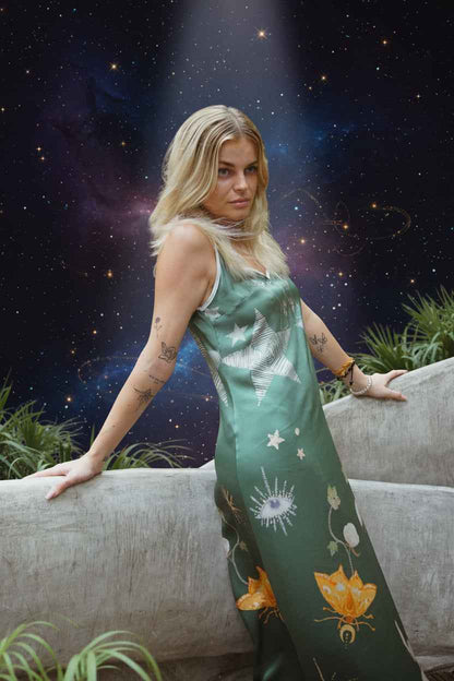Andromeda Silk Dress - Jungle Altar Elegance