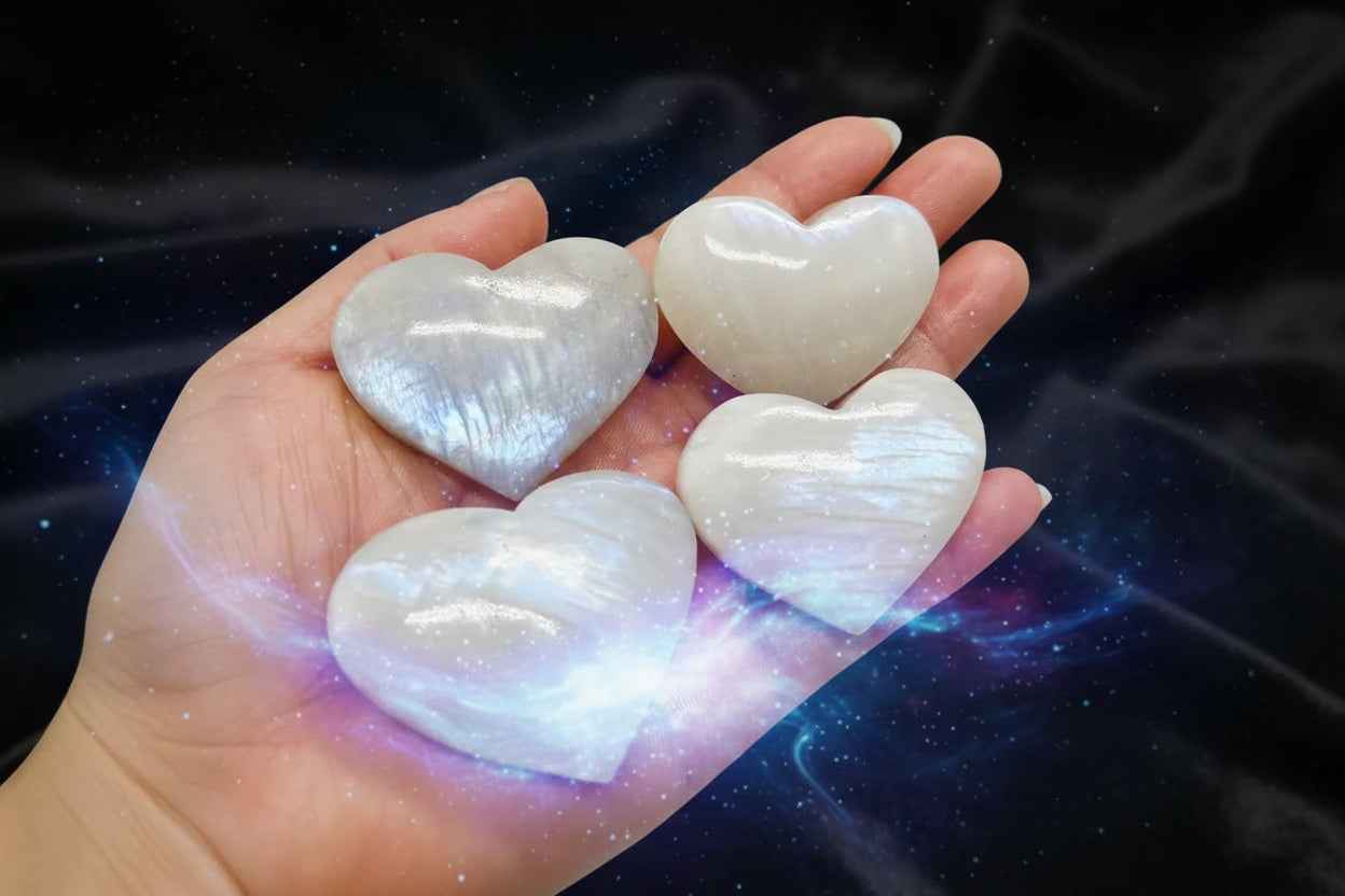 Moonstone Heart Blue Flash Crystal