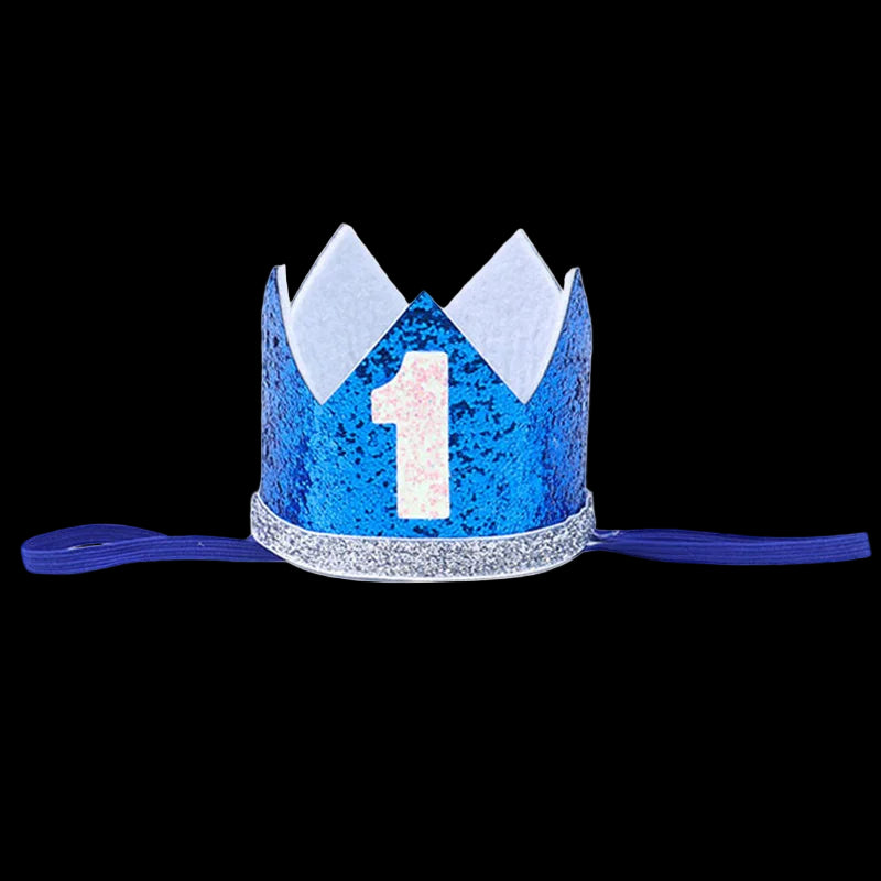 Blue birthday crown with number '1' on a white background