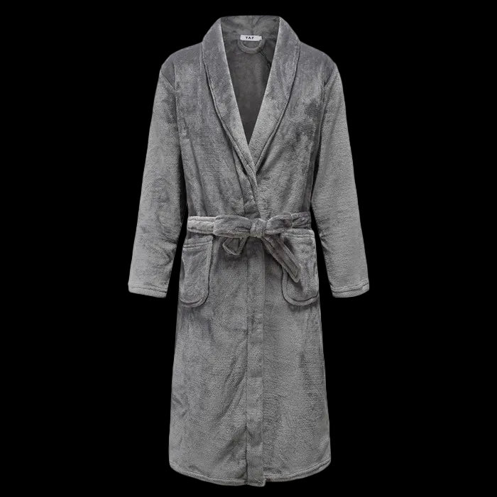 Gray robe with a belt on a white background