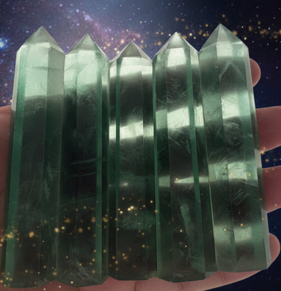 Green Fluorite Crystal Wand | Healing Quartz Points | Spiritual Stone Towers - Lucky Girl Gifts