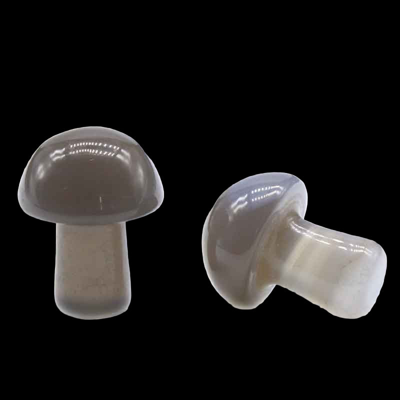 Two gray mushroom-shaped objects on a white background