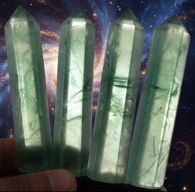 Green Fluorite Crystal Wand | Healing Quartz Points | Spiritual Stone Towers - Lucky Girl Gifts