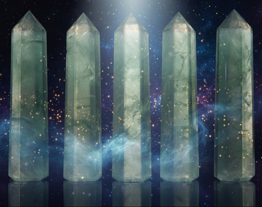 Green Fluorite Crystal Wand | Healing Quartz Points | Spiritual Stone Towers - Lucky Girl Gifts
