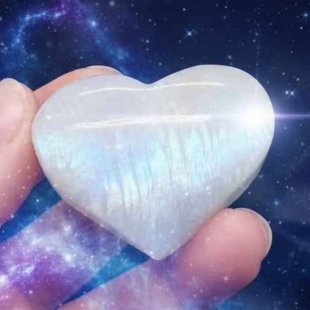 Moonstone Heart Blue Flash Crystal