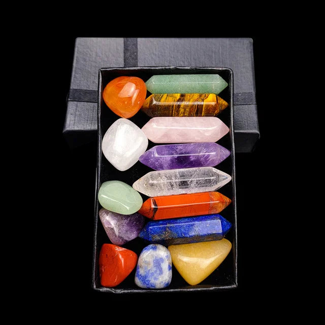 Reiki Chakra Stones Gift Box Crystal Set Healing