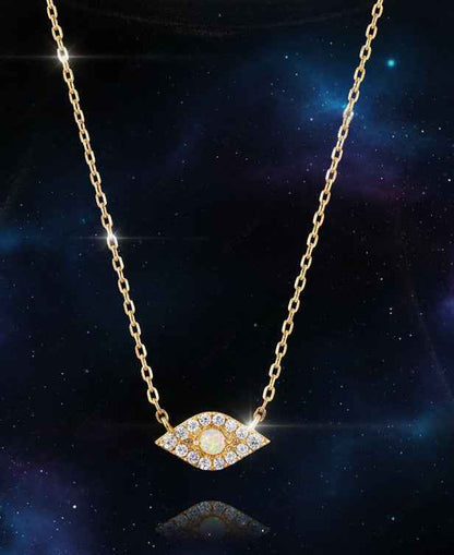 Luxury Diamond 14K Solid Gold Jewelry Evil Eye Pendant Necklace