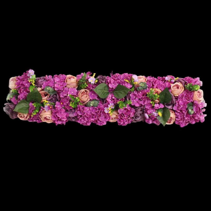 Floral headband with purple and pink flowers on a white background
