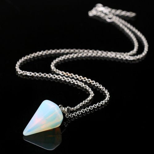 Natural Stone Pendant Hexagona Cone Pendulum Faceted Crystal Tarot Reading