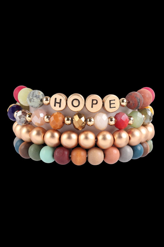 "Hope" Charm Multiline Beaded Bracelet